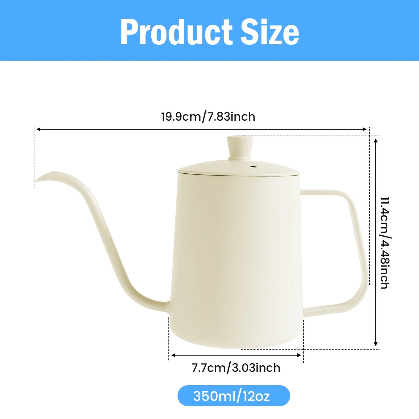 Coffee Kettle Gooseneck Electric Kettle with Base Stainless Steel Hot Water Boiler Manual Pour Over Coffee Maker Coffee Tea Pot
