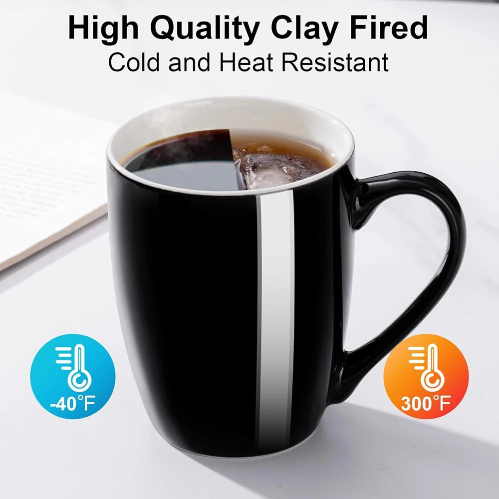 1 Pack Coffee Mugs 350ml Porcelain Mug Ceramic Tea Cocoa Cups with Handle for Men Women Mug Office Housewarming Gift Red Black