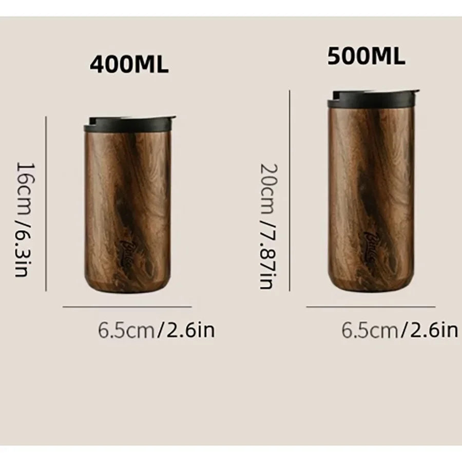 High End Coffee Cups Exquisite Insulated Water Cup Wooden Grain Outdoor Portable Portable Cup Water Bottle Coffee Mug