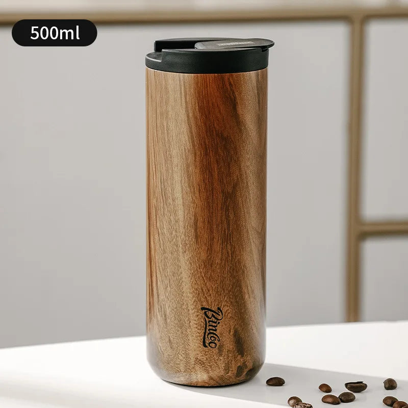 High End Coffee Cups Exquisite Insulated Water Cup Wooden Grain Outdoor Portable Portable Cup Water Bottle Coffee Mug