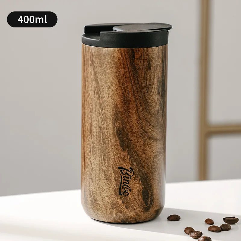 High End Coffee Cups Exquisite Insulated Water Cup Wooden Grain Outdoor Portable Portable Cup Water Bottle Coffee Mug