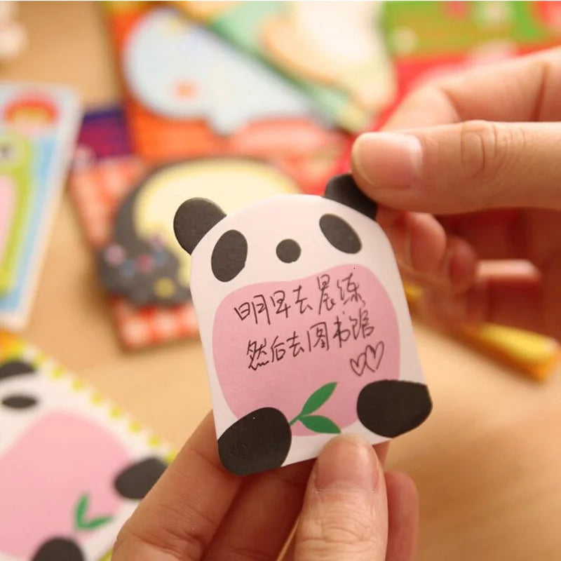 8 Piece Sticker Cute Animal Sticky Notes Notepad Memo Pads Panda Cat Kitty Stationery