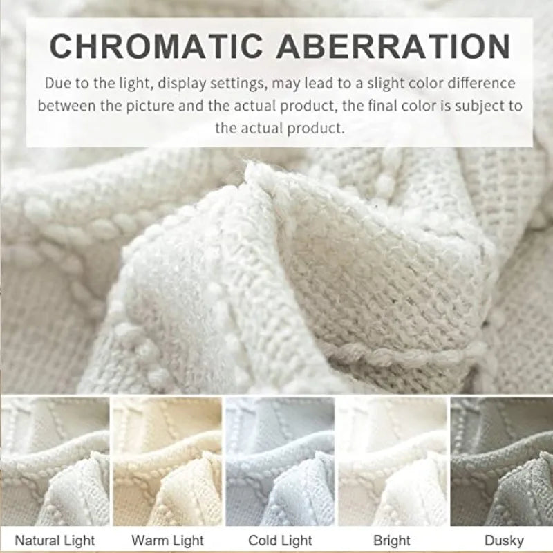 Inya Chunky Knit Blanket Beige Soft Tassel Plaid Weight Blanket For Bed Home Decorative Sofa Throws Industrial Style Tapestry