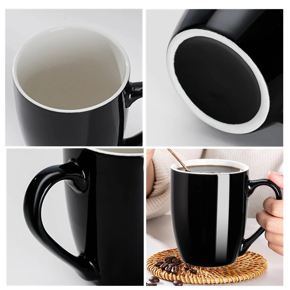 1 Pack Coffee Mugs 350ml Porcelain Mug Ceramic Tea Cocoa Cups with Handle for Men Women Mug Office Housewarming Gift Red Black