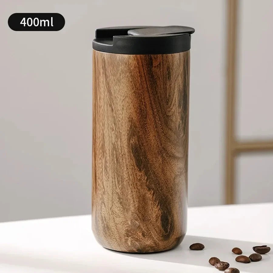 High End Coffee Cups Exquisite Insulated Water Cup Wooden Grain Outdoor Portable Portable Cup Water Bottle Coffee Mug