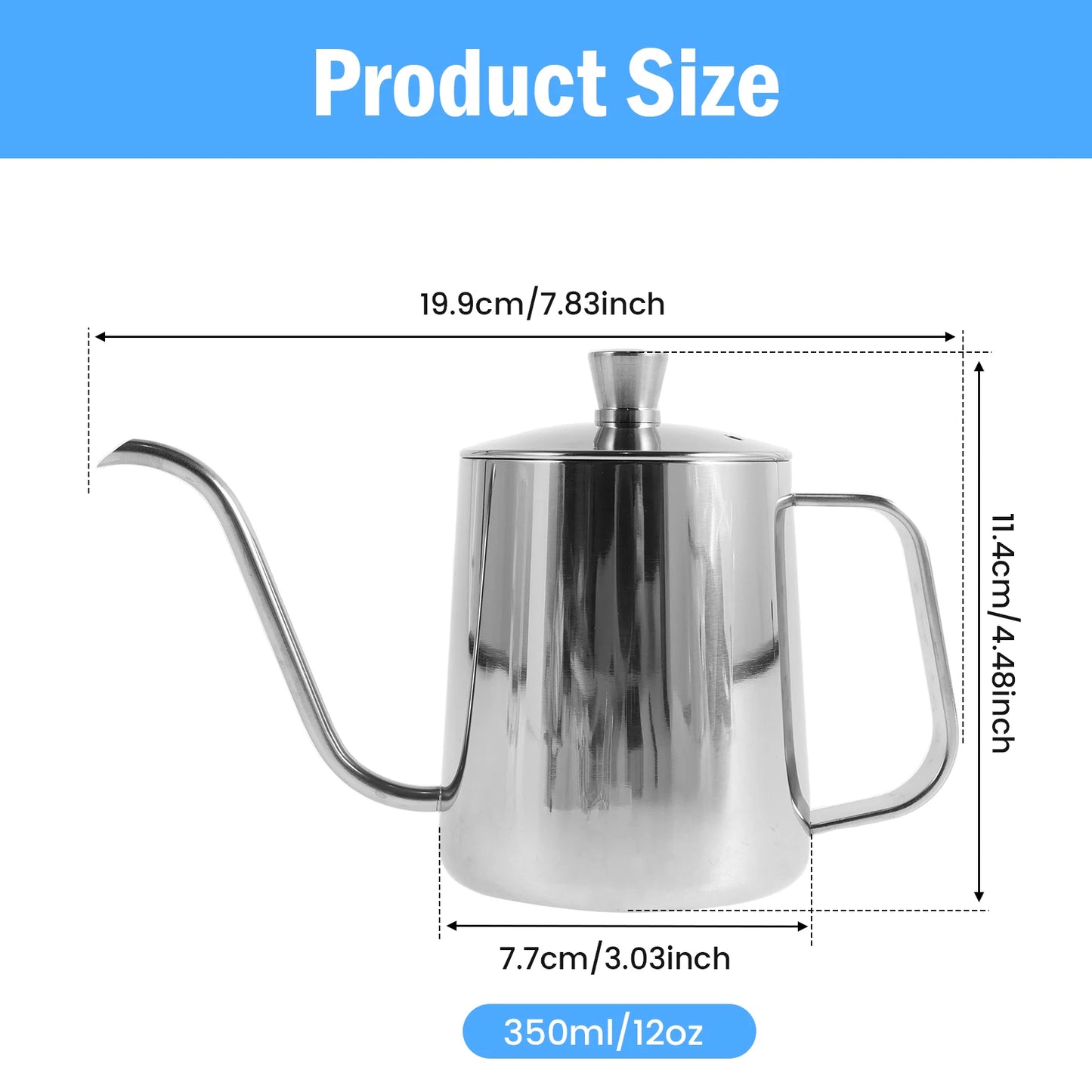 Coffee Kettle Gooseneck Electric Kettle with Base Stainless Steel Hot Water Boiler Manual Pour Over Coffee Maker Coffee Tea Pot