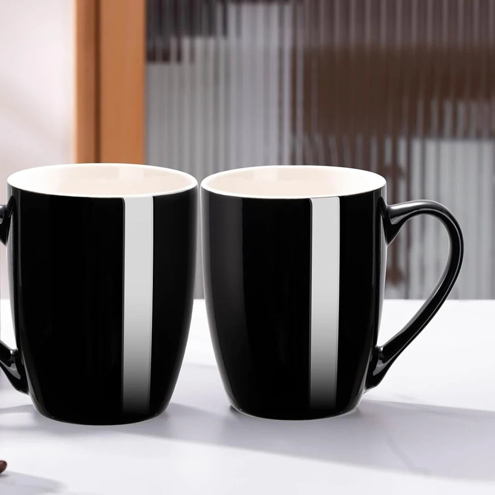 1 Pack Coffee Mugs 350ml Porcelain Mug Ceramic Tea Cocoa Cups with Handle for Men Women Mug Office Housewarming Gift Red Black