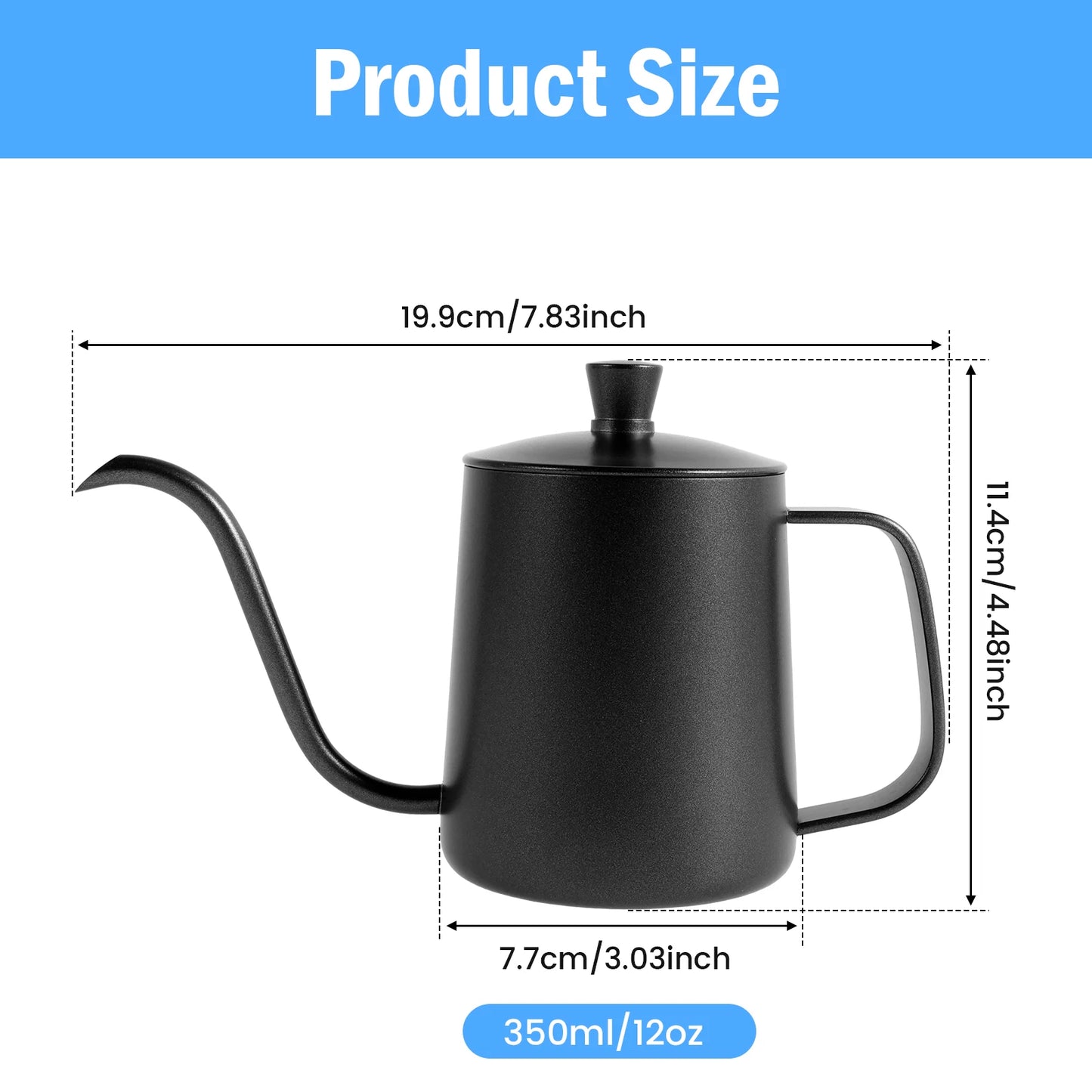 Coffee Kettle Gooseneck Electric Kettle with Base Stainless Steel Hot Water Boiler Manual Pour Over Coffee Maker Coffee Tea Pot