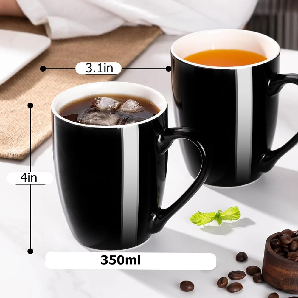 1 Pack Coffee Mugs 350ml Porcelain Mug Ceramic Tea Cocoa Cups with Handle for Men Women Mug Office Housewarming Gift Red Black