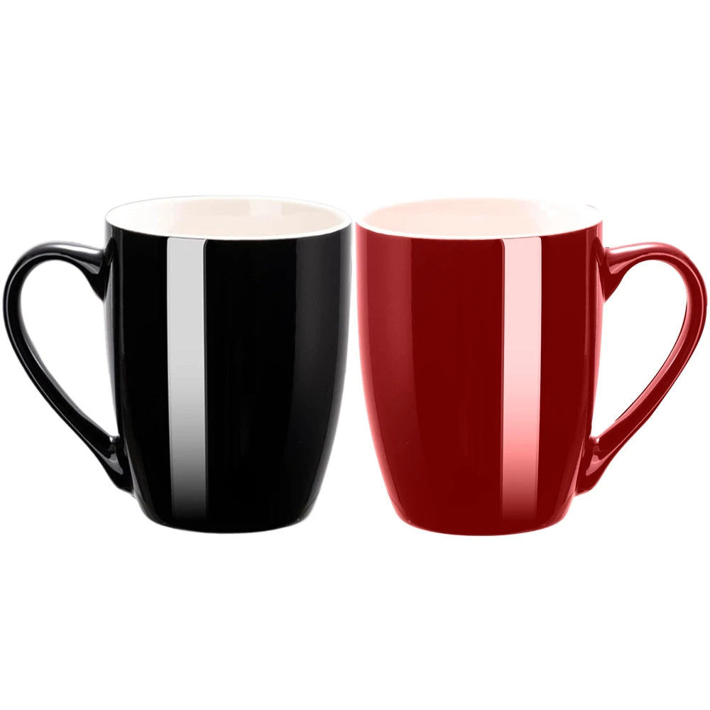 1 Pack Coffee Mugs 350ml Porcelain Mug Ceramic Tea Cocoa Cups with Handle for Men Women Mug Office Housewarming Gift Red Black