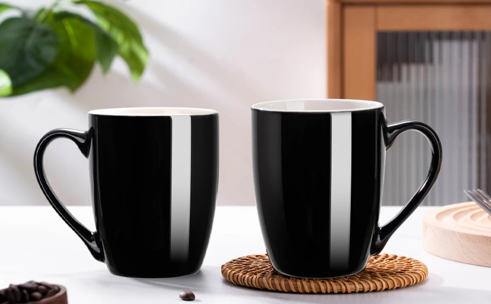 1 Pack Coffee Mugs 350ml Porcelain Mug Ceramic Tea Cocoa Cups with Handle for Men Women Mug Office Housewarming Gift Red Black