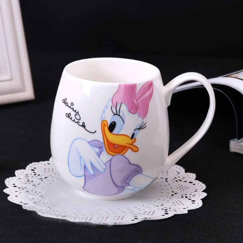 Disney Mickey Mouse Minnie Mouse Coffee Mugs Cute Cartoon Donald Milk Mugs Creative Fashion Mugs Handle Kids Water Cup 300ML