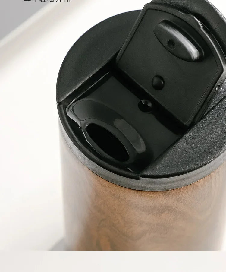 High End Coffee Cups Exquisite Insulated Water Cup Wooden Grain Outdoor Portable Portable Cup Water Bottle Coffee Mug