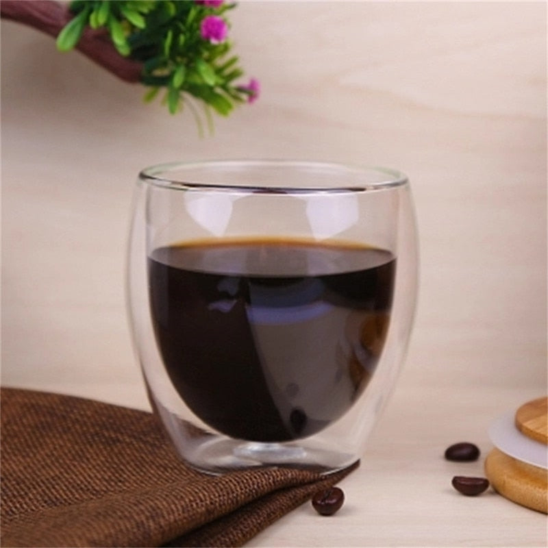 Double Wall Glass Clear Handmade Heat Resistant Tea Drink Cups Healthy Drink Mug Coffee Cups Insulated Shot Glass