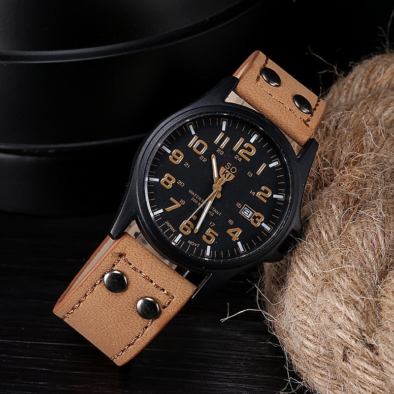 2022 Vintage Classic Watch Men Watches Stainless Steel Waterproof Date Leather Strap Sport Quartz Army relogio masculino reloj