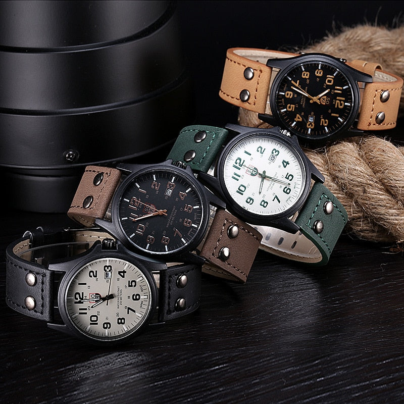 2022 Vintage Classic Watch Men Watches Stainless Steel Waterproof Date Leather Strap Sport Quartz Army relogio masculino reloj